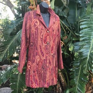 Coldwater Creek tapestry jacquard sequins long line jacket